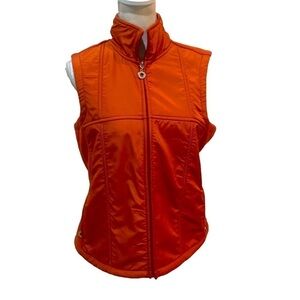 Bc Clothing fleece & nylon zip up vest in rusty burnt orange zip pockets size xl